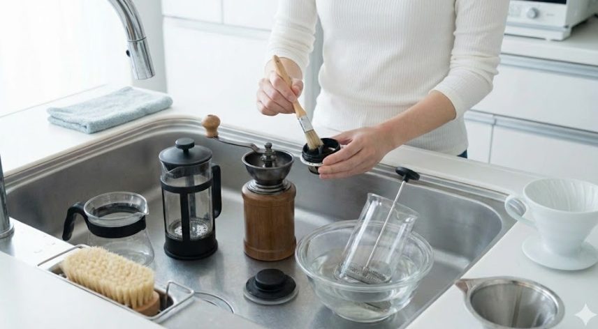 種類ごとに違うコーヒー器具の洗い方